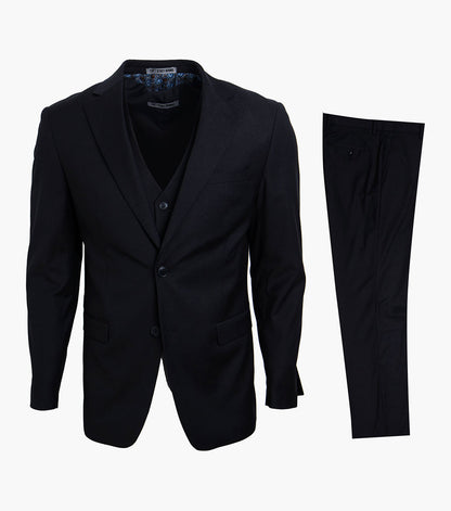 Stacy Adams Hoffman 3 Piece Vested Suit Men’s Suits - Black