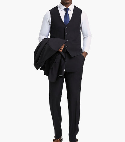 Stacy Adams Hoffman 3 Piece Vested Suit Men’s Suits - Black