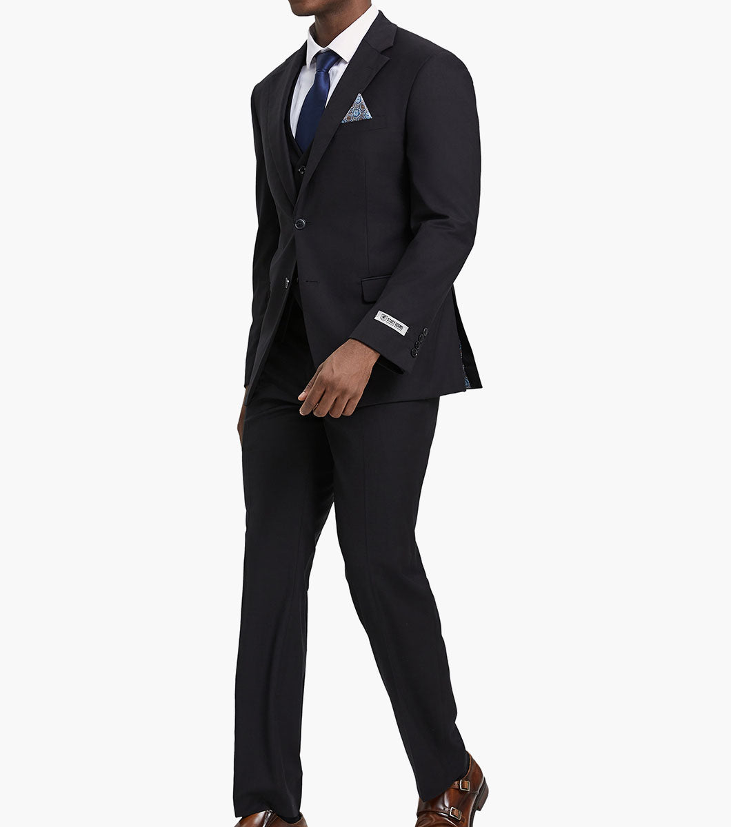 Stacy Adams Hoffman 3 Piece Vested Suit Men’s Suits - Black