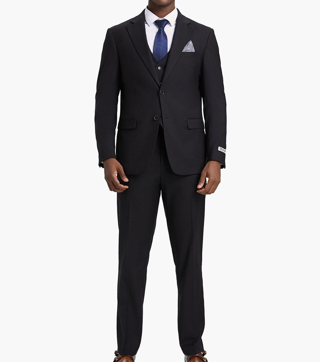 Stacy Adams Hoffman 3 Piece Vested Suit Men’s Suits - Black