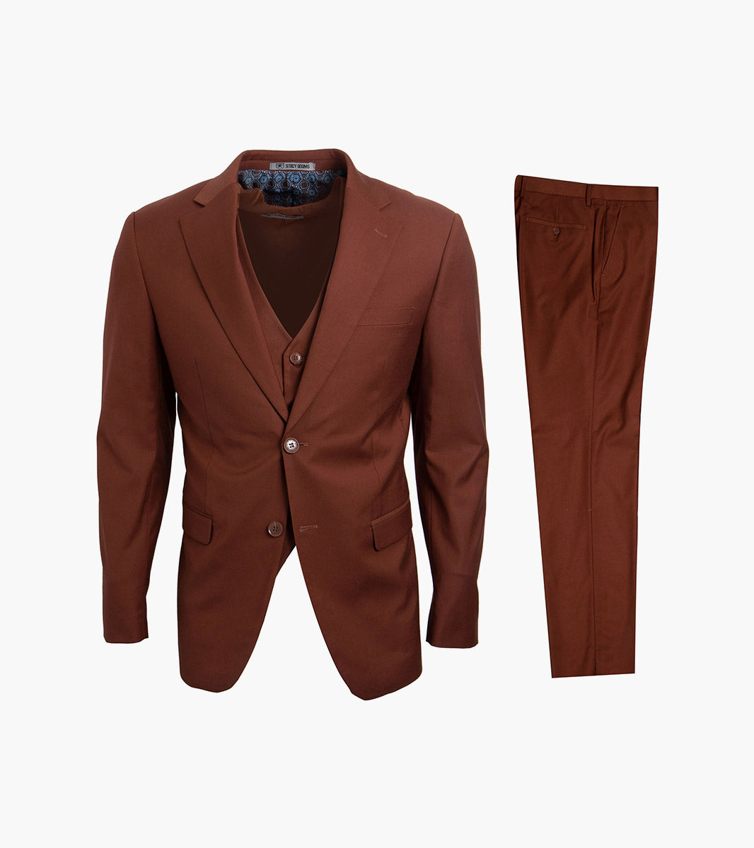 Stacy Adams Hoffman 3 Piece Vested Suit Men’s Suits - Brown