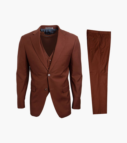 Stacy Adams Hoffman 3 Piece Vested Suit Men’s Suits - Brown