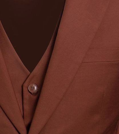 Stacy Adams Hoffman 3 Piece Vested Suit Men’s Suits - Brown