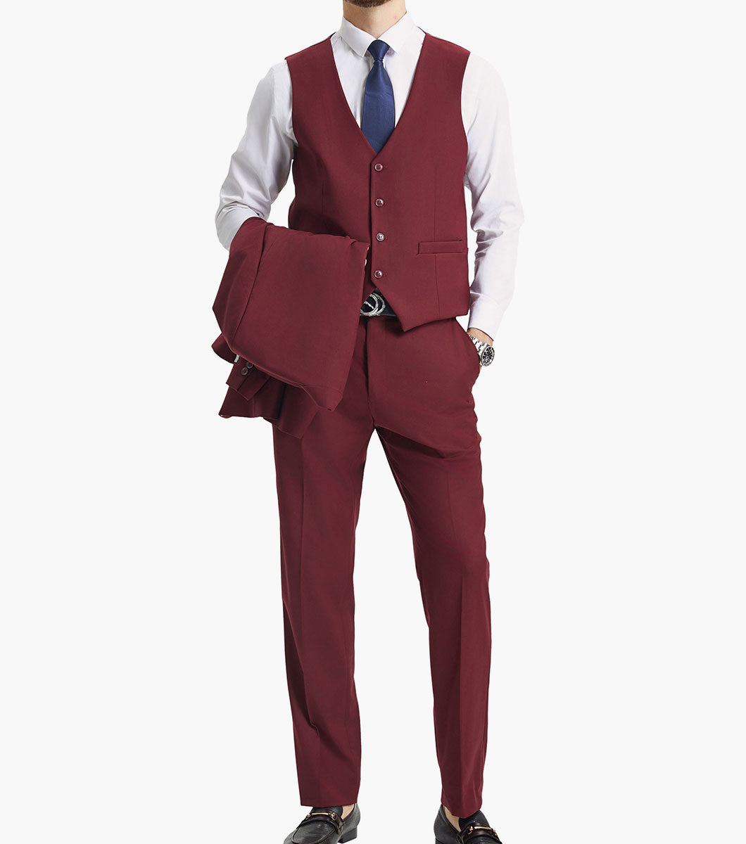 Stacy Adams Hoffman 3 Piece Vested Suit Men’s Suits - Brown