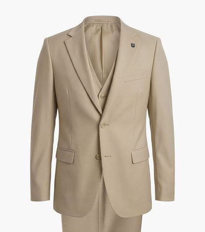 Stacy Adams Hoffman 3 Piece Vested Suit Men’s Suits - Tan
