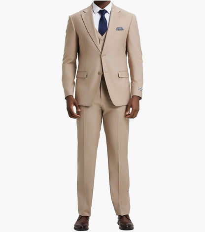 Stacy Adams Hoffman 3 Piece Vested Suit Men’s Suits - Tan