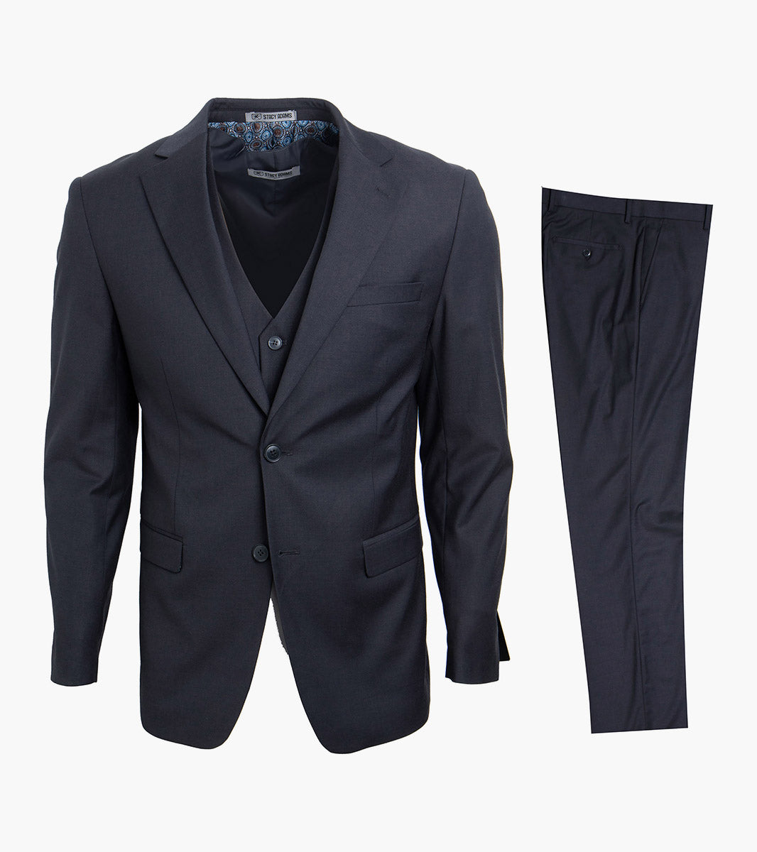 Stacy Adams Hoffman 3 Piece Vested Suit Men’s Suits - Charcoal