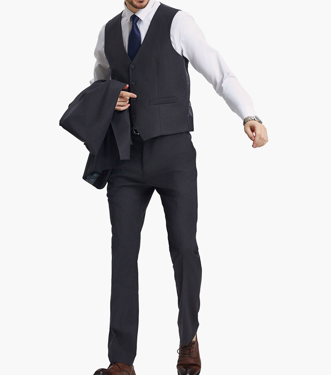 Stacy Adams Hoffman 3 Piece Vested Suit Men’s Suits - Charcoal