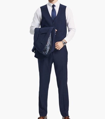 Stacy Adams Hoffman 3 Piece Vested Suit Men’s Suits - Indigo