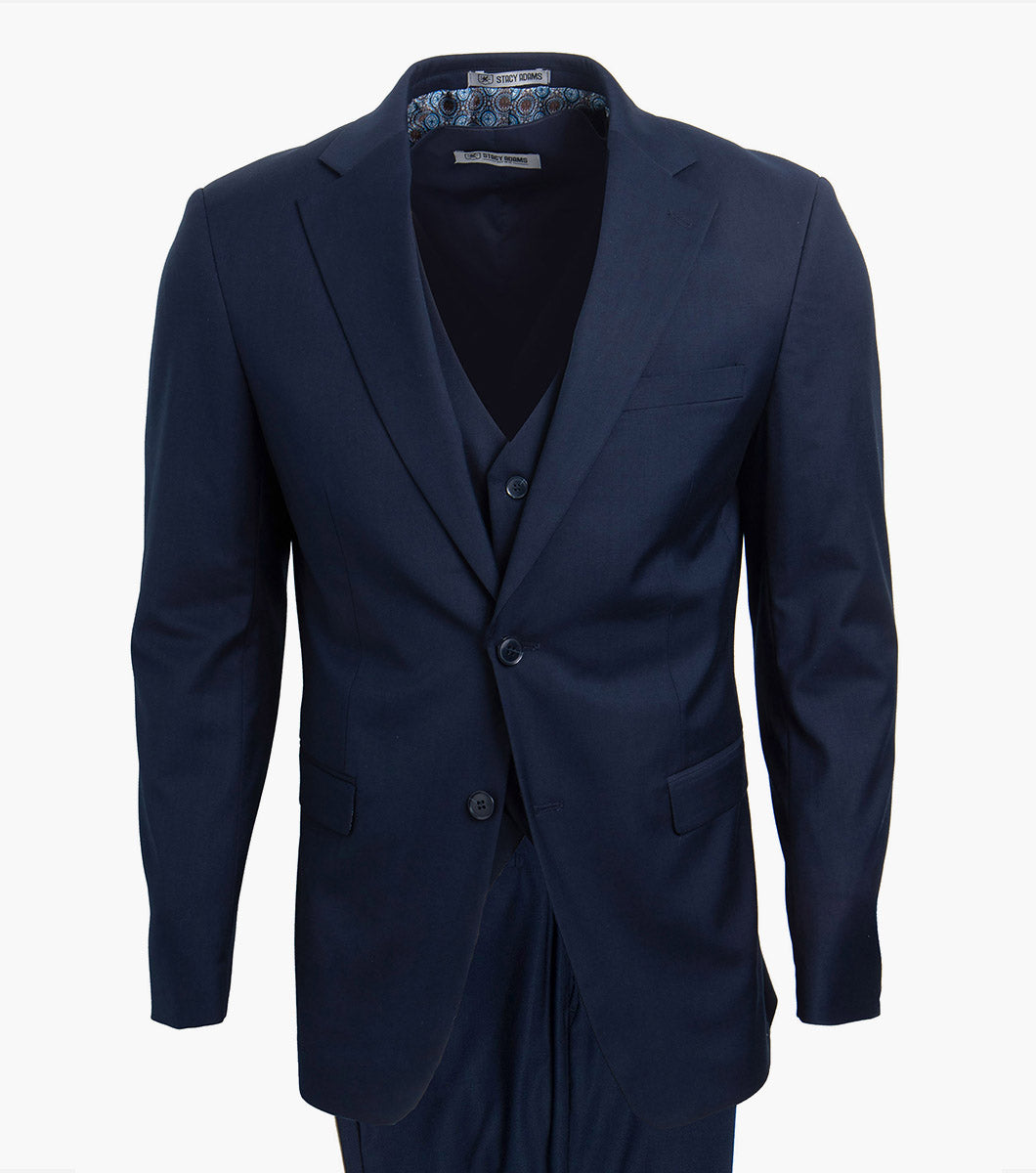 Stacy Adams Hoffman 3 Piece Vested Suit Men’s Suits - Navy