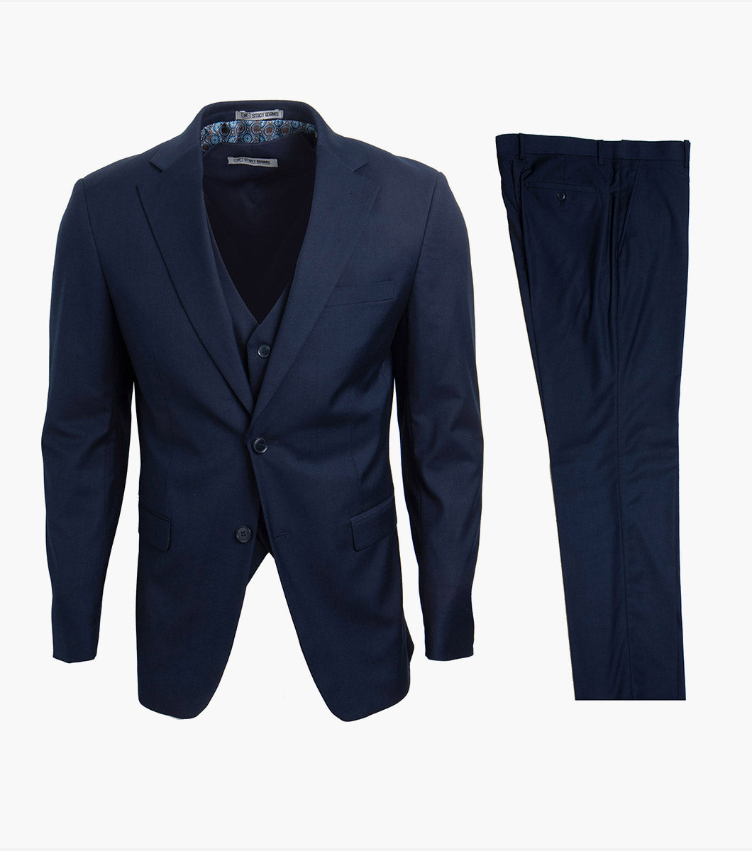 Stacy Adams Hoffman 3 Piece Vested Suit Men’s Suits - Navy