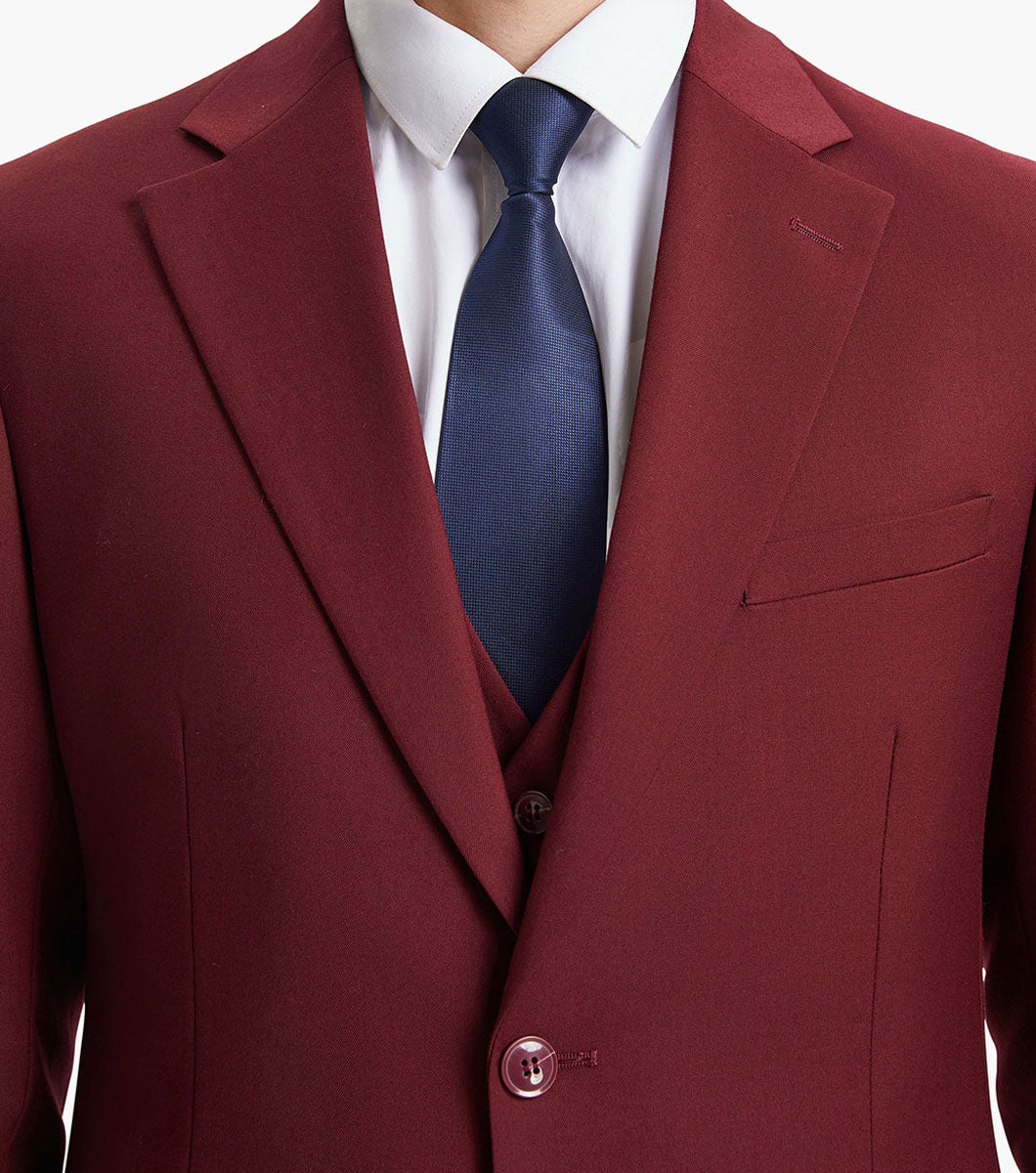 Stacy Adams Hoffman 3 Piece Vested Suit Men’s Suits - Burgundy
