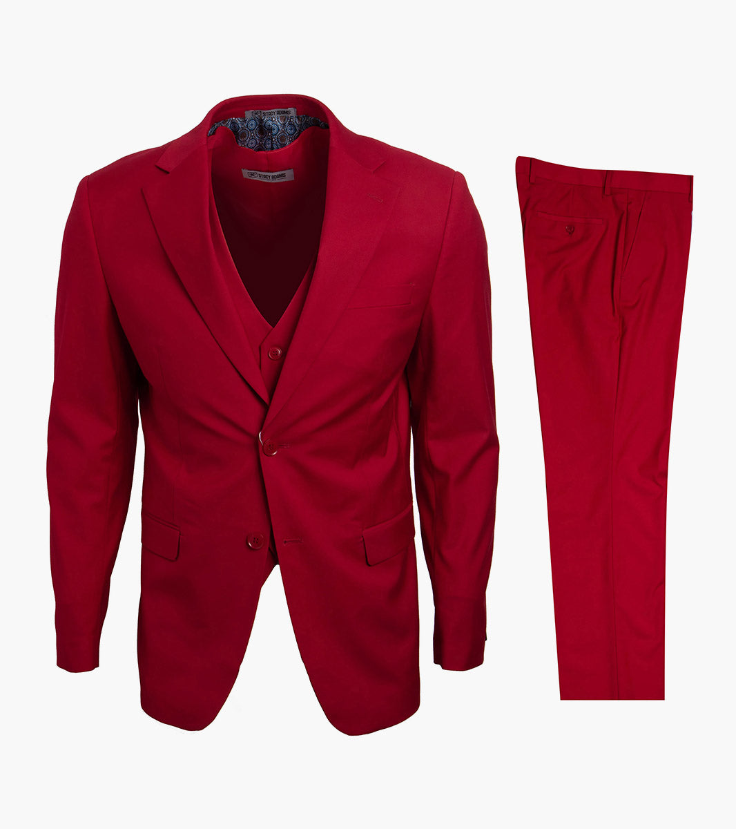 Stacy Adams Hoffman 3 Piece Vested Suit Men’s Suits - Red