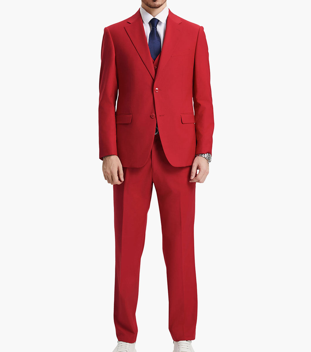 Stacy Adams Hoffman 3 Piece Vested Suit Men’s Suits - Red
