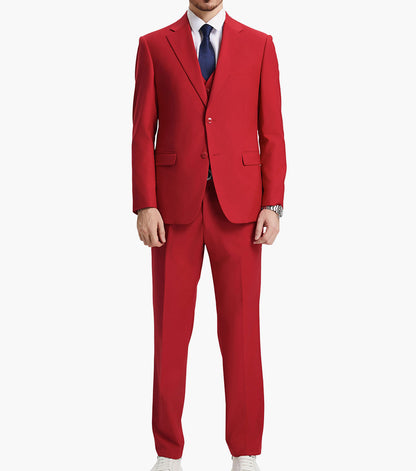 Stacy Adams Hoffman 3 Piece Vested Suit Men’s Suits - Red