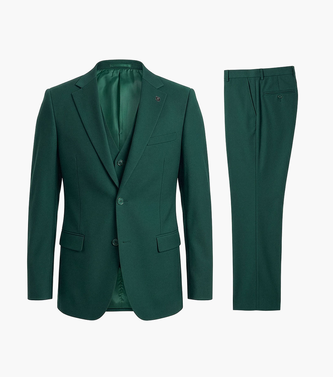 Stacy Adams Hoffman 3 Piece Vested Suit Men’s Suits - Green