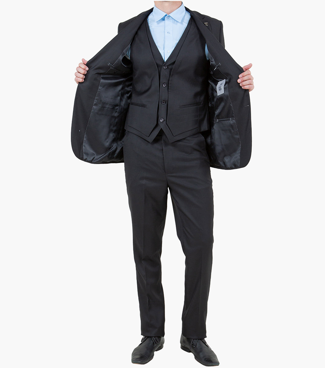 Stacy Adams Shane 3 Piece Vested Suit Men’s Suits - Black