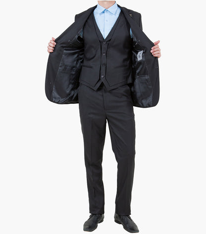 Stacy Adams Shane 3 Piece Vested Suit Men’s Suits - Black