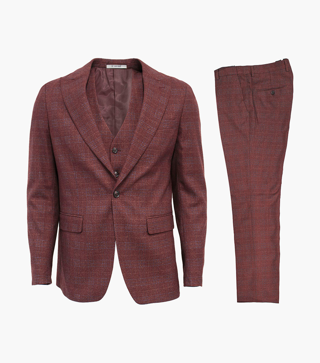 Stacy Adams Pantani 3 Piece Vested Suit Men’s Suits - Red