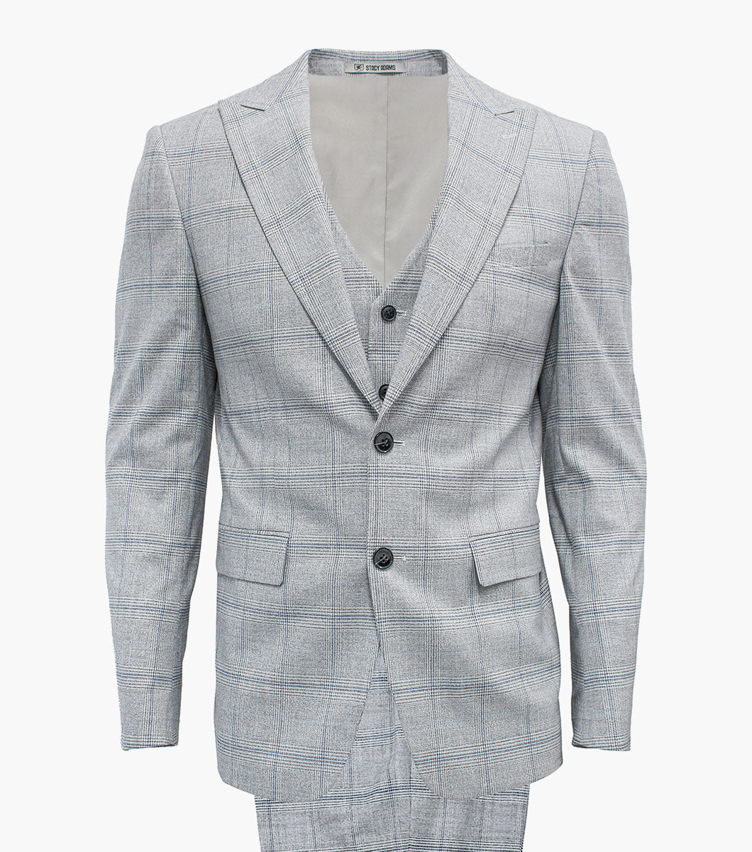 Stacy Adams Cleese 3 Piece Vested Suit Men’s Suits - Light Gray