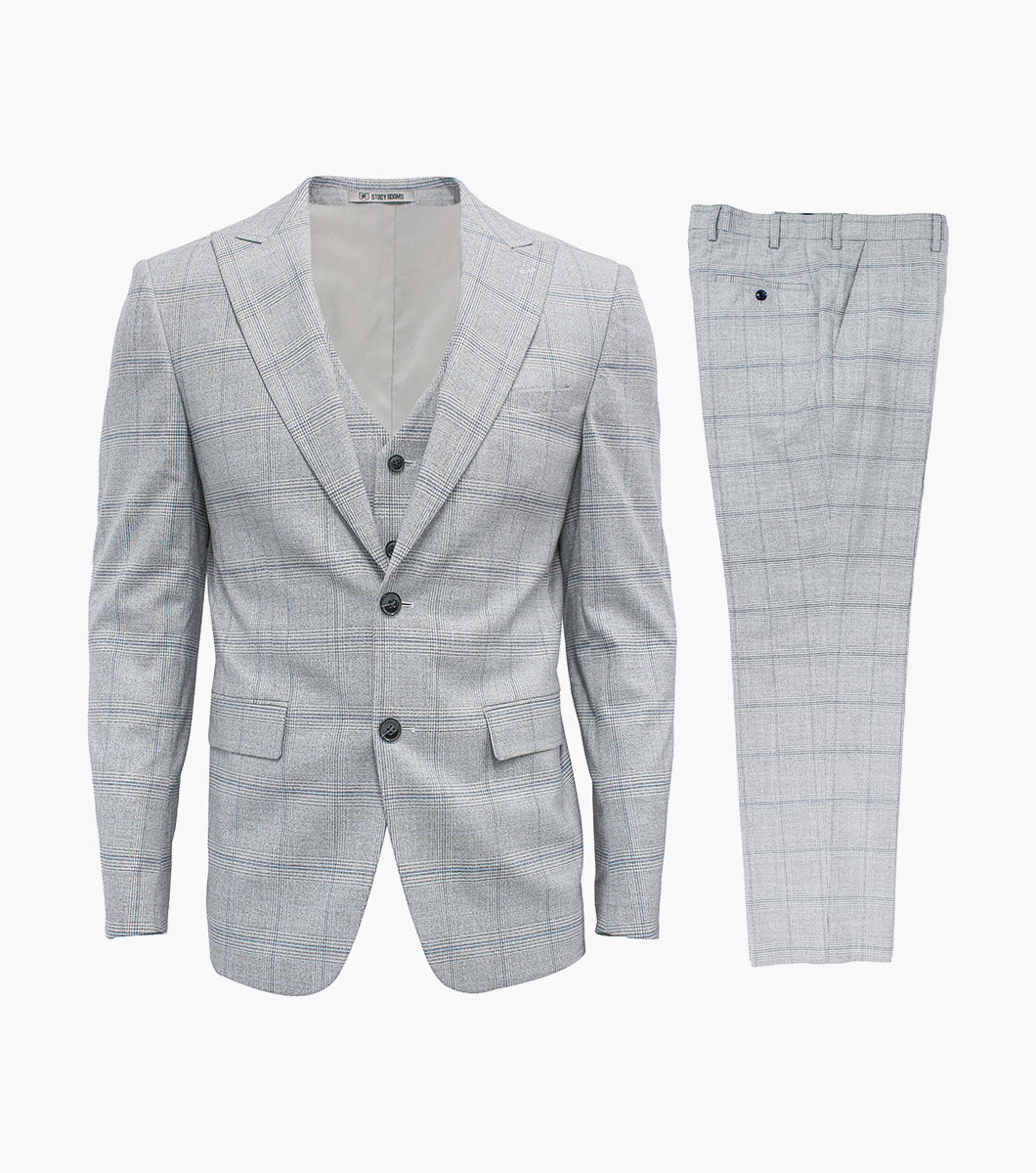 Stacy Adams Cleese 3 Piece Vested Suit Men’s Suits - Light Gray