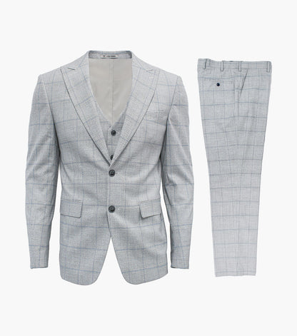Stacy Adams Cleese 3 Piece Vested Suit Men’s Suits - Light Gray