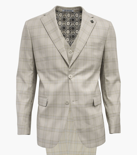 Stacy Adams Coogan 3 Piece Vested Suit Men’s Suits - Cream