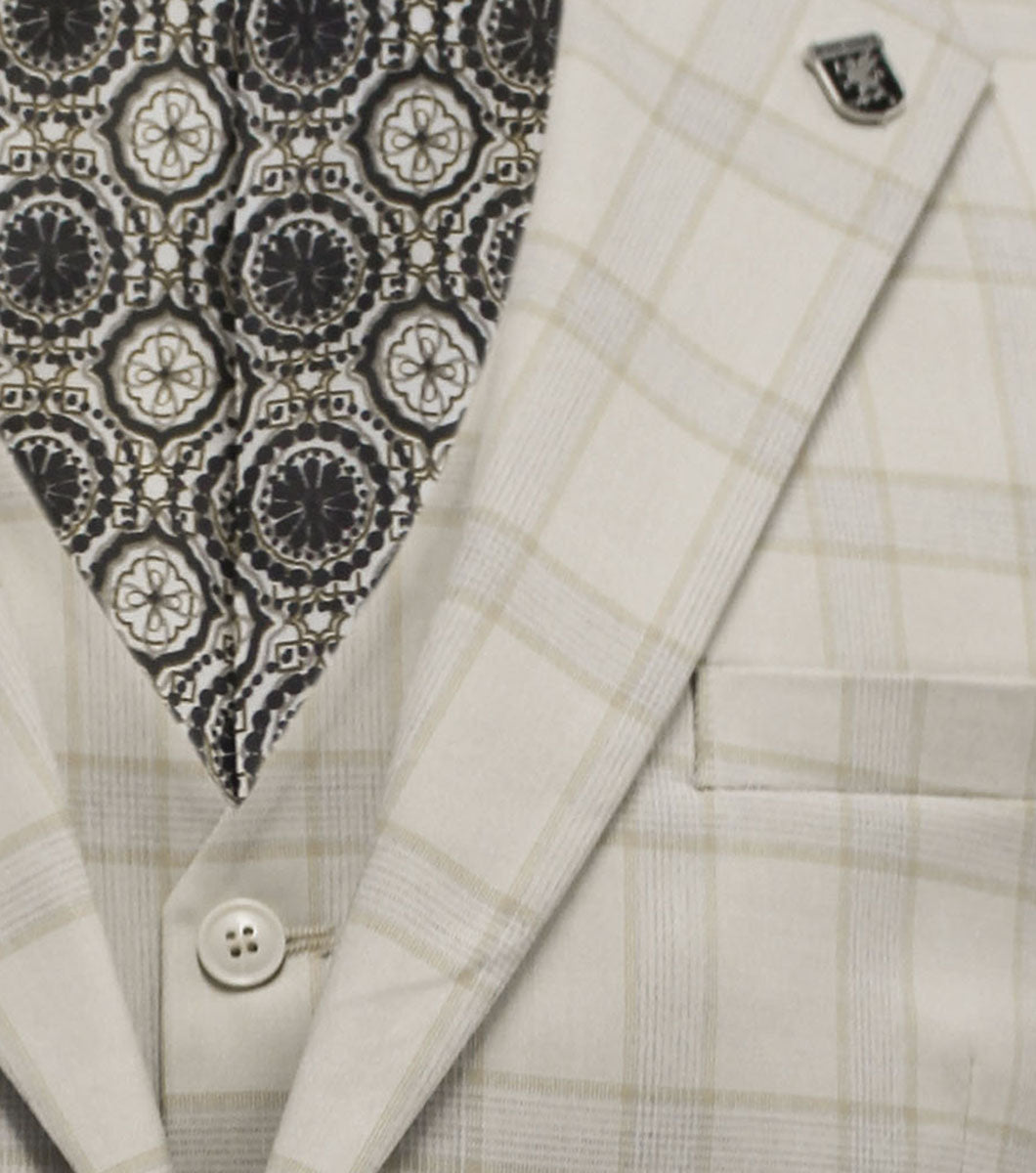 Stacy Adams Coogan 3 Piece Vested Suit Men’s Suits - Cream