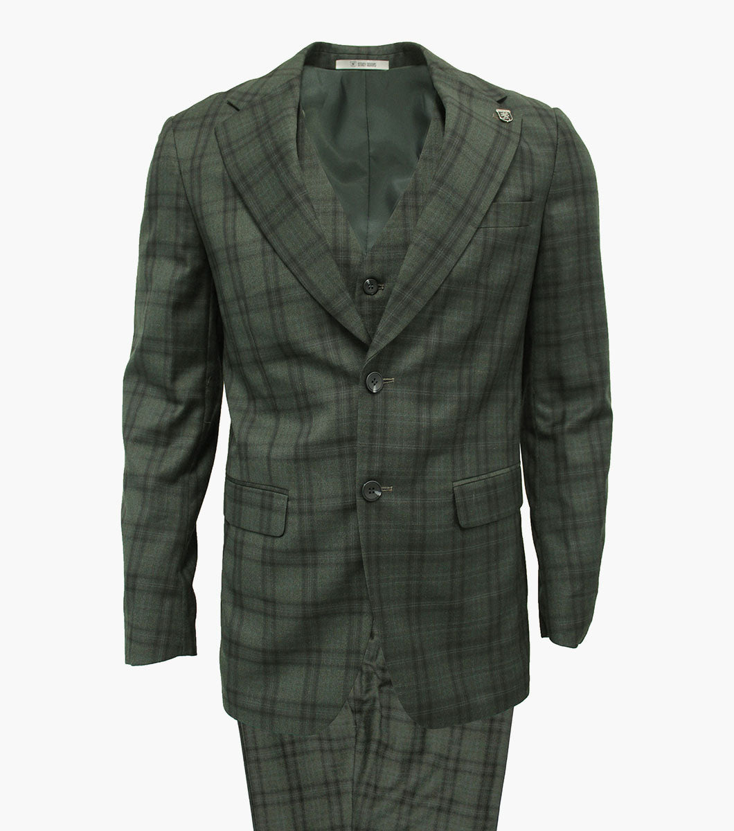 Stacy Adams Hackman 3 Piece Vested Suit Men’s Suits - Green