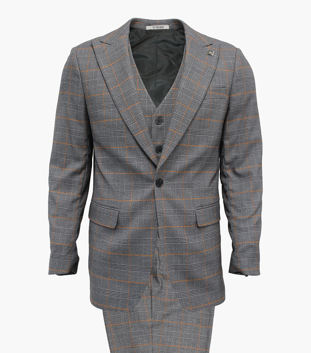 Stacy Adams Crowe 3 Piece Vested Suit Men’s Suits - Gray