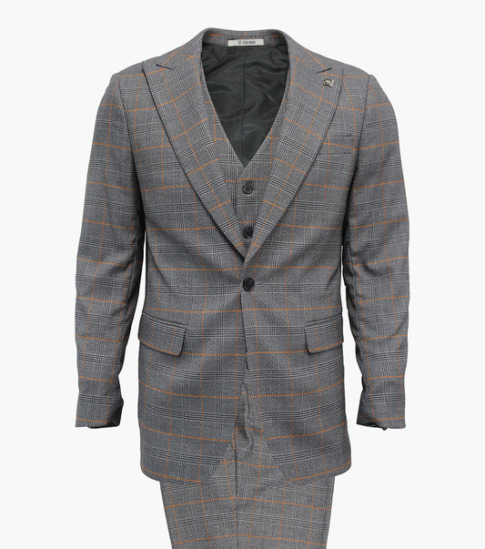 Stacy Adams Crowe 3 Piece Vested Suit Men’s Suits - Gray
