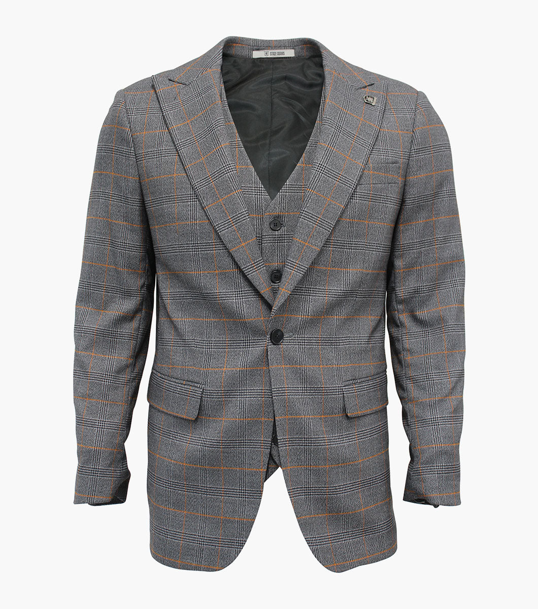 Stacy Adams Crowe 3 Piece Vested Suit Men’s Suits - Gray