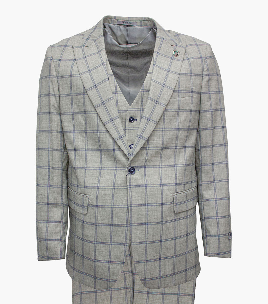 Stacy Adams Lloyd 3 Piece Vested Suit Men’s Suits - Light Blue