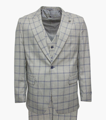 Stacy Adams Lloyd 3 Piece Vested Suit Men’s Suits - Light Blue