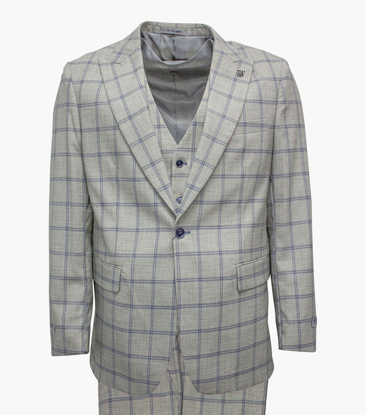 Stacy Adams Lloyd 3 Piece Vested Suit Men’s Suits - Light Blue