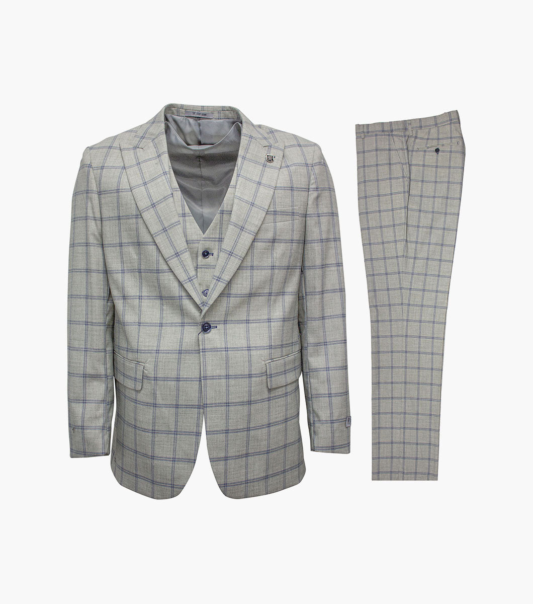 Stacy Adams Lloyd 3 Piece Vested Suit Men’s Suits - Light Blue