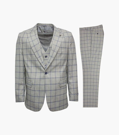 Stacy Adams Lloyd 3 Piece Vested Suit Men’s Suits - Light Blue