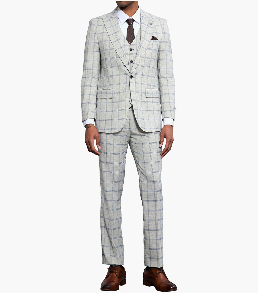 Stacy Adams Lloyd 3 Piece Vested Suit Men’s Suits - Light Blue