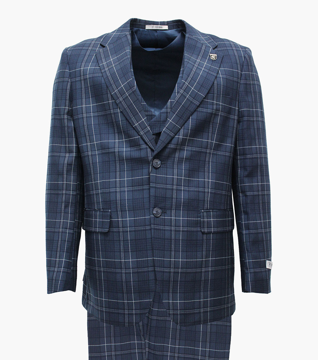 Stacy Adams Hopkins 3 Piece Vested Suit Men’s Suits - Navy