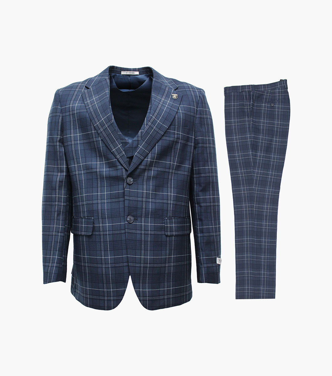 Stacy Adams Hopkins 3 Piece Vested Suit Men’s Suits - Navy