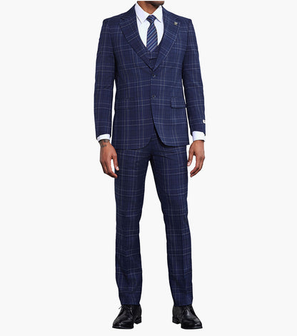 Stacy Adams Hopkins 3 Piece Vested Suit Men’s Suits - Navy
