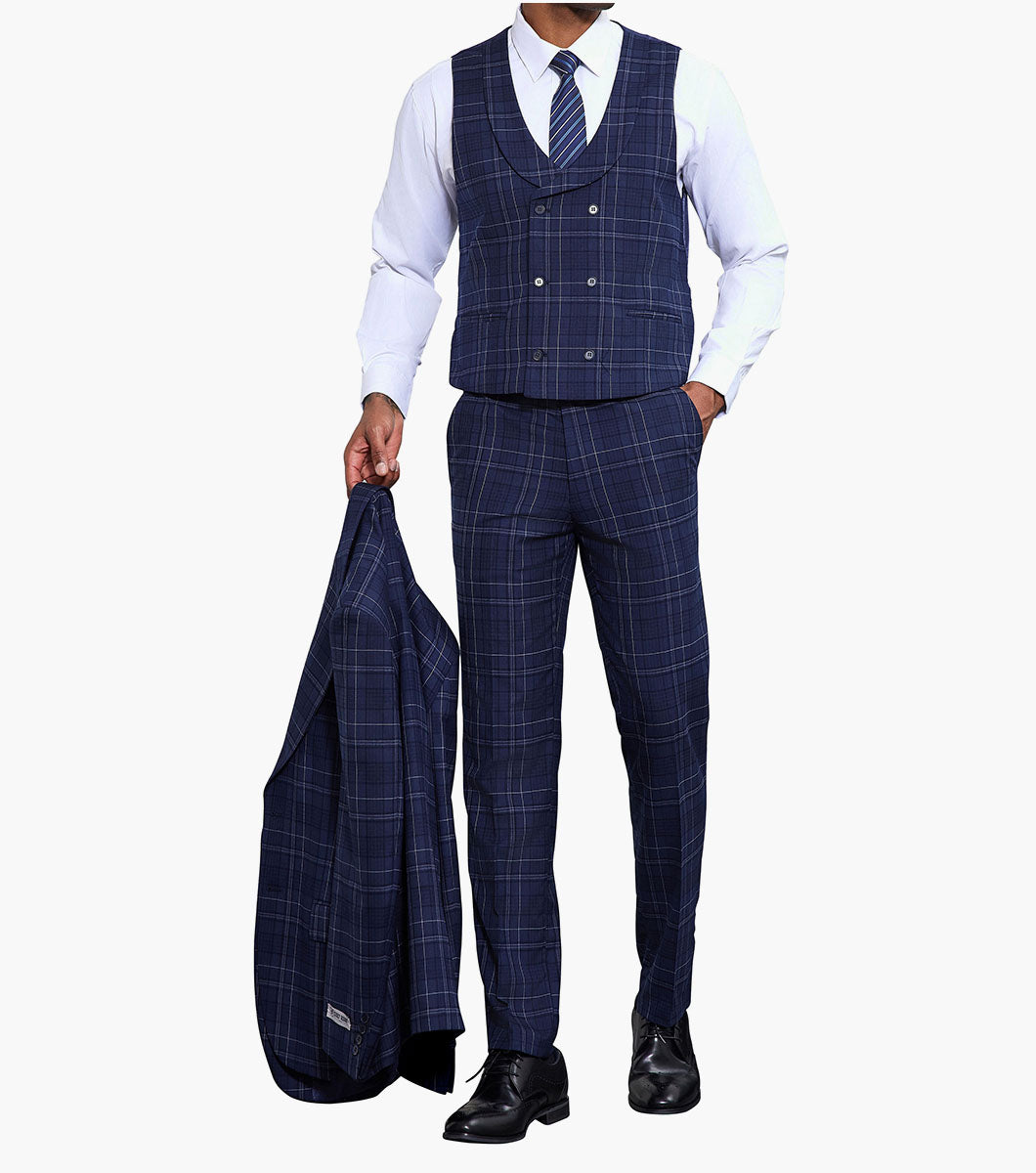 Stacy Adams Hopkins 3 Piece Vested Suit Men’s Suits - Navy