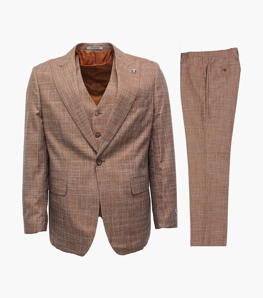 Stacy Adams Willis 3 Piece Vested Suit Men’s Suits - Rust
