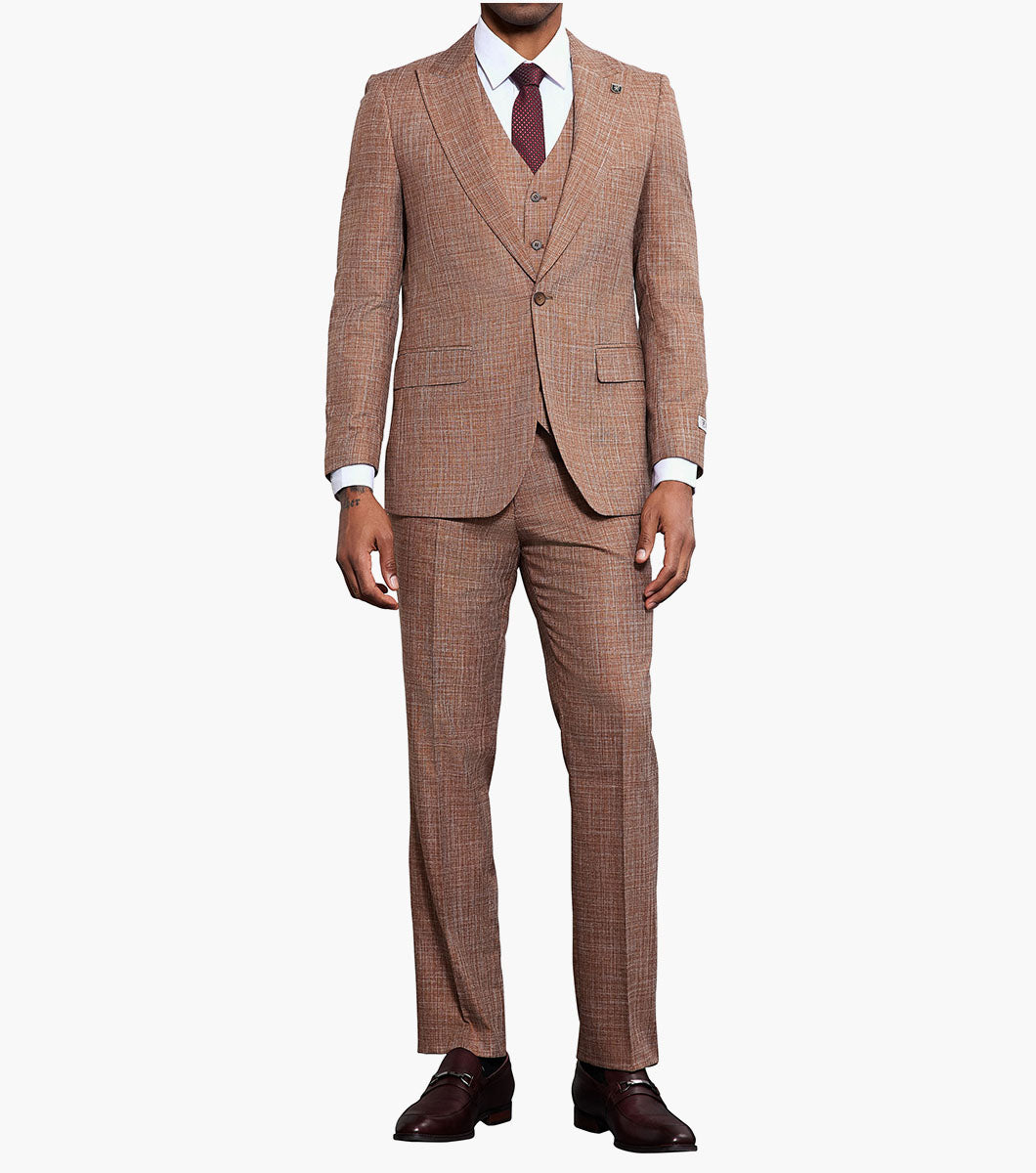 Stacy Adams Willis 3 Piece Vested Suit Men’s Suits - Rust