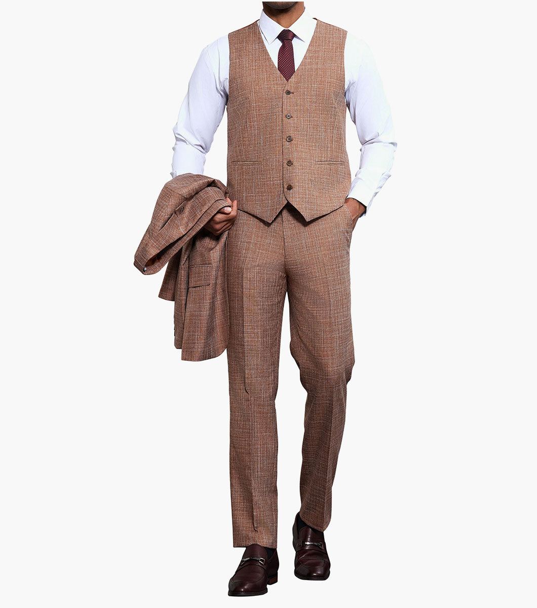 Stacy Adams Willis 3 Piece Vested Suit Men’s Suits - Rust