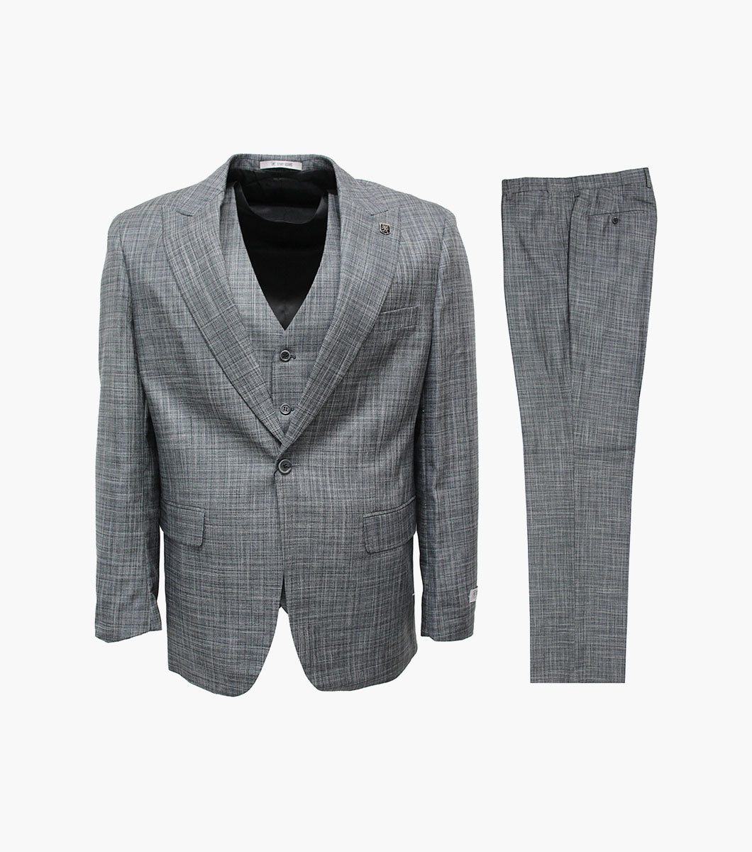 Stacy Adams Willis 3 Piece Vested Suit Men’s Suits - Dark Gray