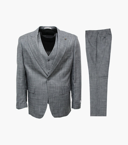 Stacy Adams Willis 3 Piece Vested Suit Men’s Suits - Dark Gray