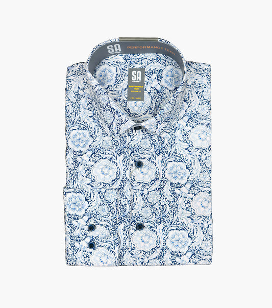 Stacy Adams Harbough Dress Shirt Spread Collar Dress Shirts - Navy