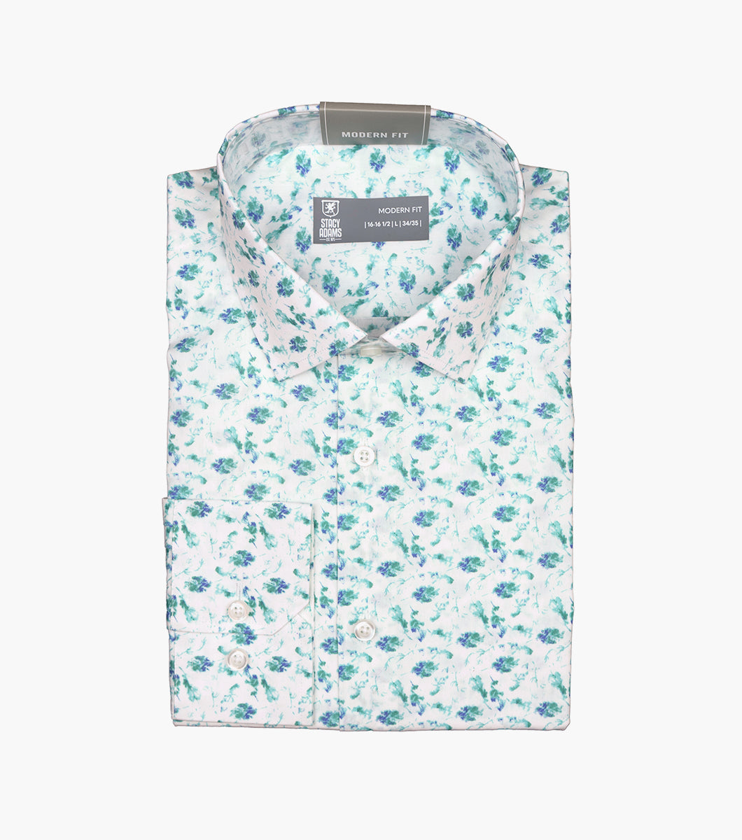 Stacy Adams Shanahan Dress Shirt Spread Collar Dress Shirts - White Multi