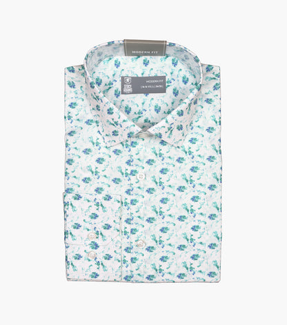 Stacy Adams Shanahan Dress Shirt Spread Collar Dress Shirts - White Multi